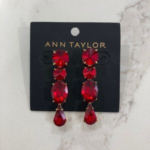 Ann Taylor Ruby Red Rhinestone Drop Earrings